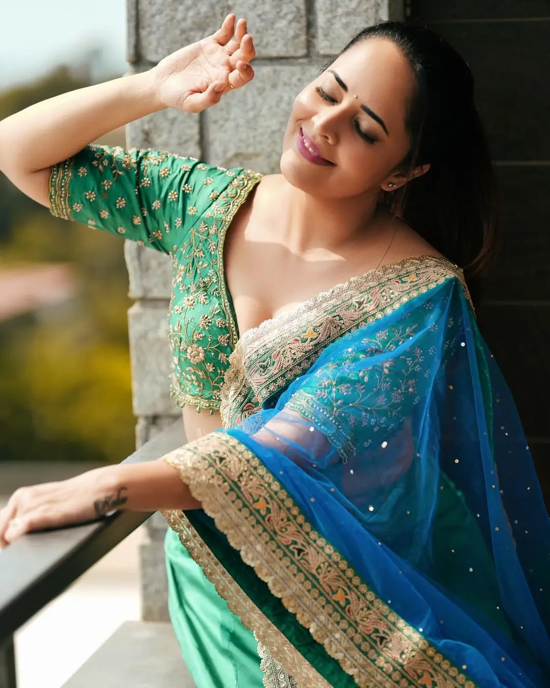 Maa TV Anchor Anasuya Bharadwaj in Green Lehenga Choli